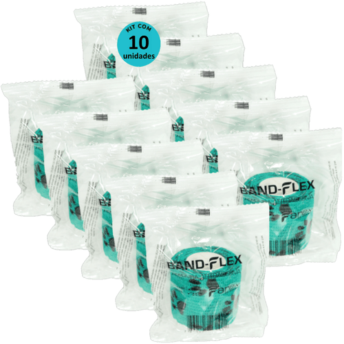 Atadura 5cm Verde Com Patinhas Band-Flex Autoadesiva Para Animais Farex Kit com 10